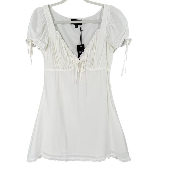 Y2K Delias Dolls Kill Babydoll Mini Dress Womens M White Croquette Milkmaid NWT - Picture 1 of 9